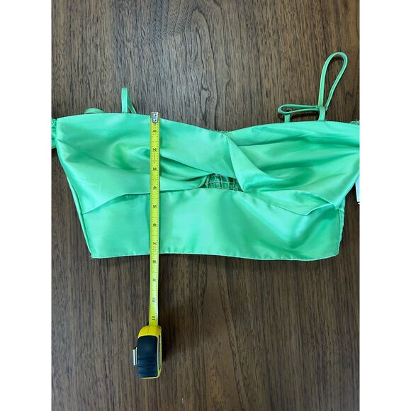 ASOS Design Cropped Puff Ball Sleeve Lime Green Top Size 8. NWOT - Picture 8 of 8